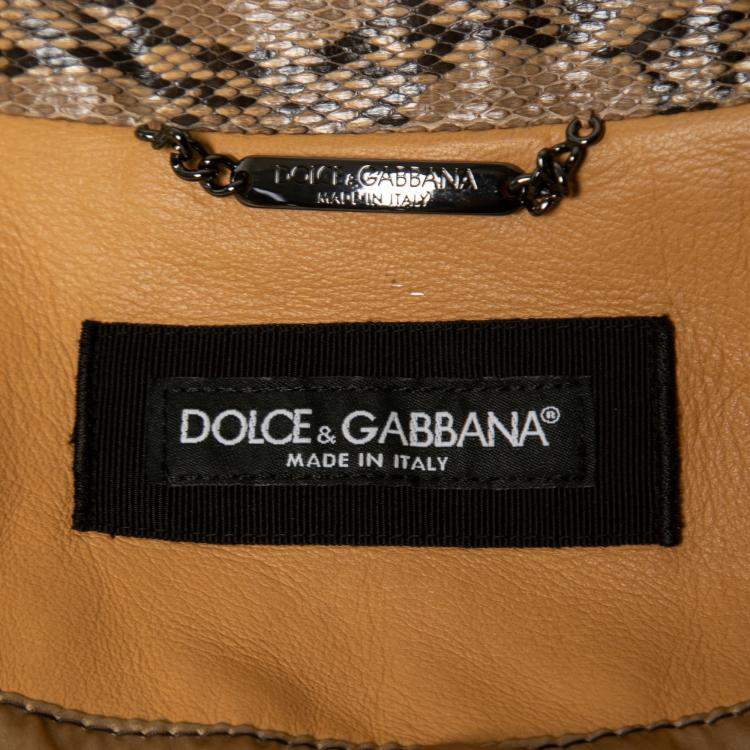 Pre Owned Dolce & Gabbana Brown Leather Button Front Jacket XL