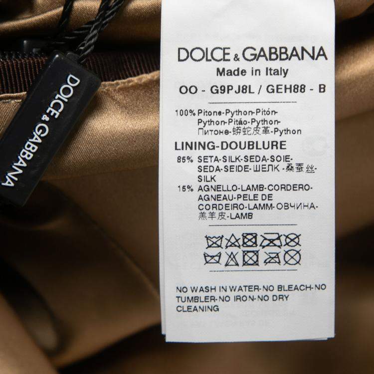 Pre Owned Dolce & Gabbana Brown Leather Button Front Jacket XL