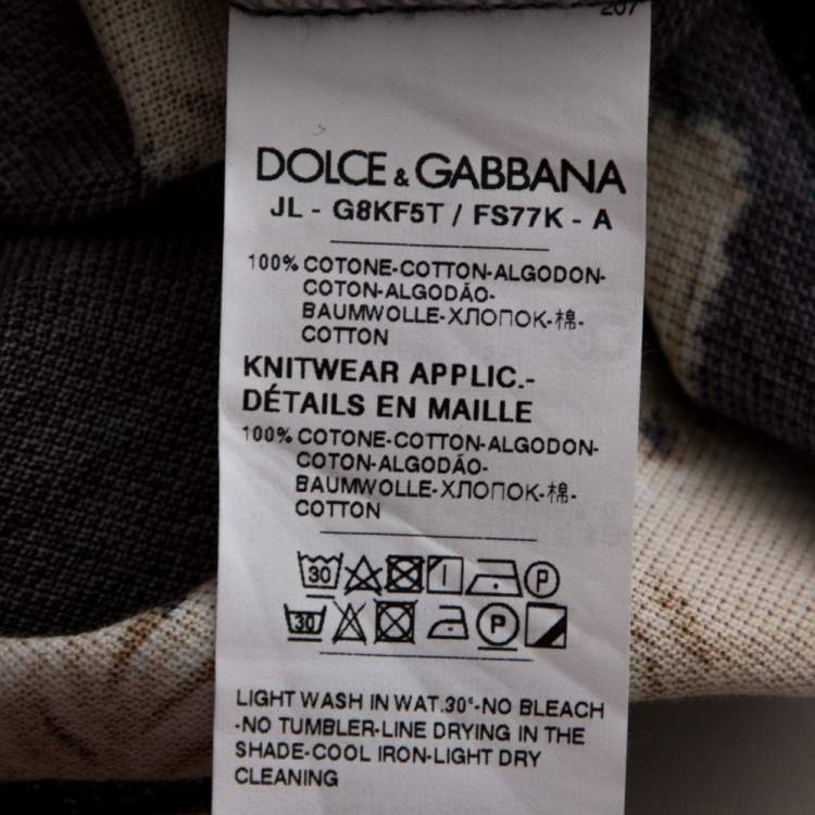 Pre Owned Dolce & Gabbana Black Pique Knit Scared Hearts Print Polo T-shirt XL