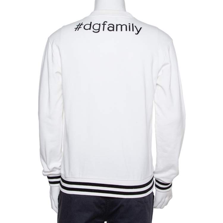 Pre Owned Dolce & Gabbana White Knit Stefano & Domenico Piano Player Applique Sweatshirt S