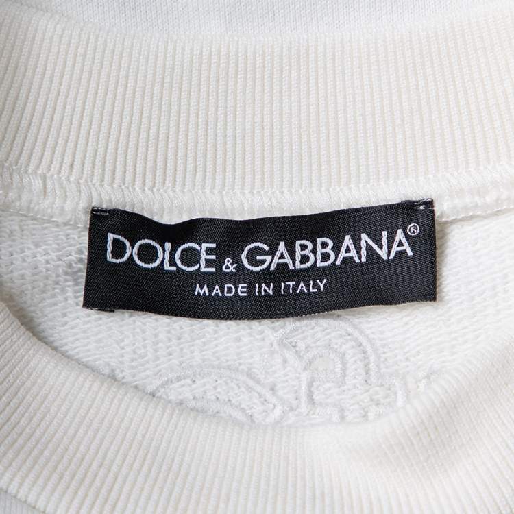 Pre Owned Dolce & Gabbana White Knit Stefano & Domenico Piano Player Applique Sweatshirt S