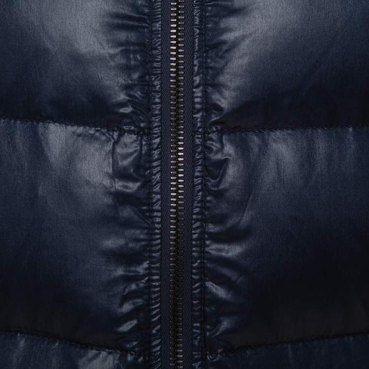 Pre Owned Dolce & Gabbana Navy Blue Synthetic Puffer Jacket M