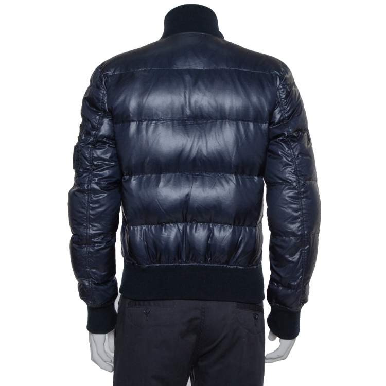 Pre Owned Dolce & Gabbana Navy Blue Synthetic Puffer Jacket M