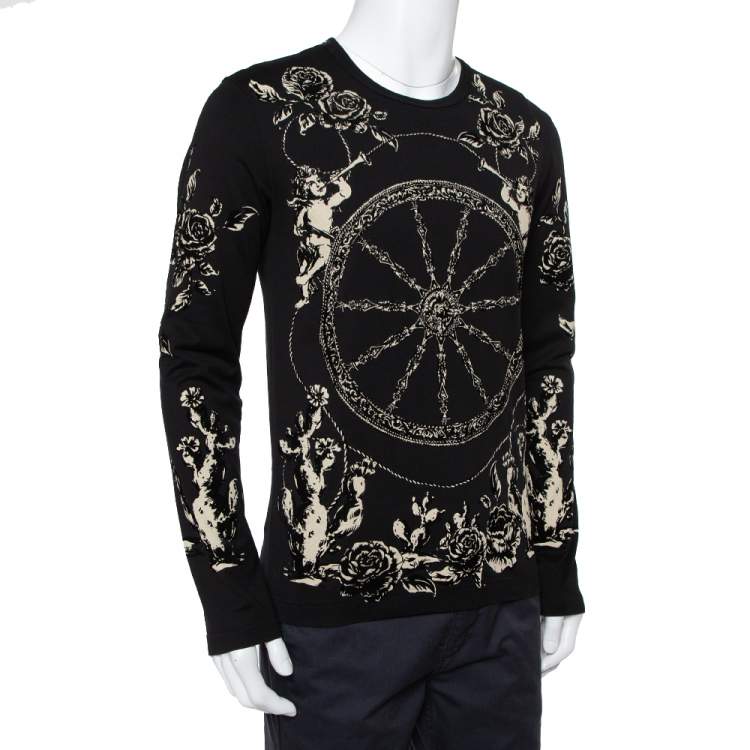 Pre Owned Dolce & Gabbana Black Velour Long Sleeve T-Shirt XS