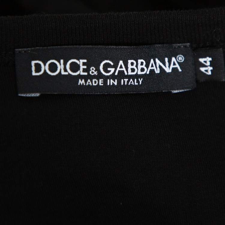 Pre Owned Dolce & Gabbana Black Velour Long Sleeve T-Shirt XS