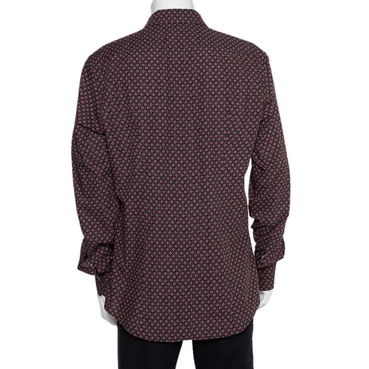 Pre Owned Dolce & Gabbana Gold Multicolor Geometric Printed Button Front Shirt 3XL