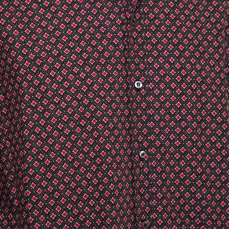 Pre Owned Dolce & Gabbana Gold Multicolor Geometric Printed Button Front Shirt 3XL
