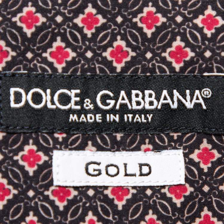 Pre Owned Dolce & Gabbana Gold Multicolor Geometric Printed Button Front Shirt 3XL