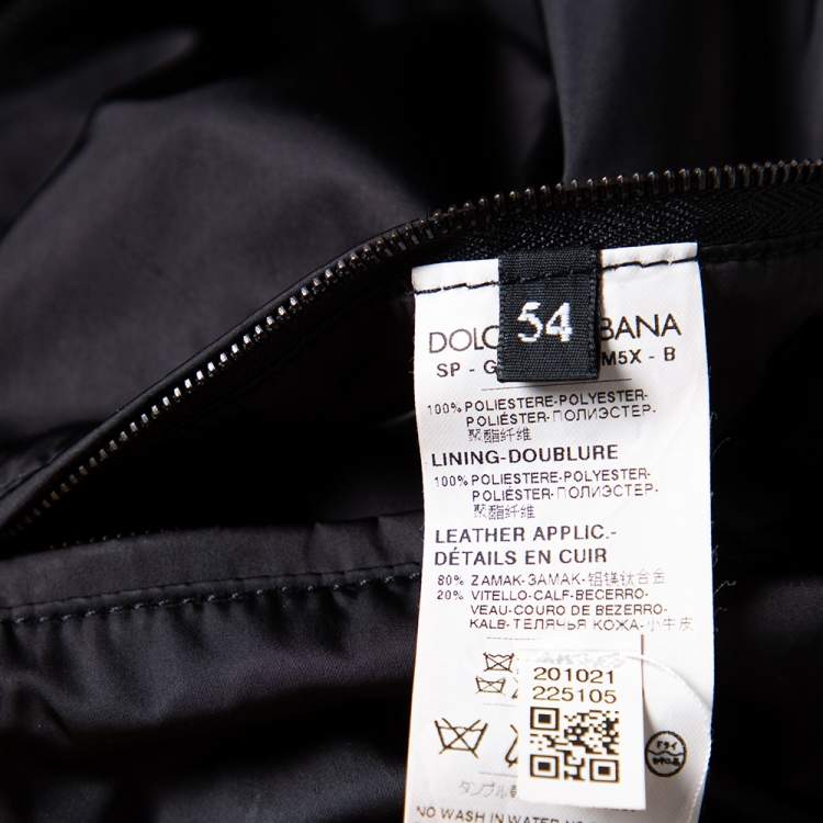 Pre Owned Dolce & Gabbana Black Synthetic Contrast Trim Detail Bomber Jacket XXL