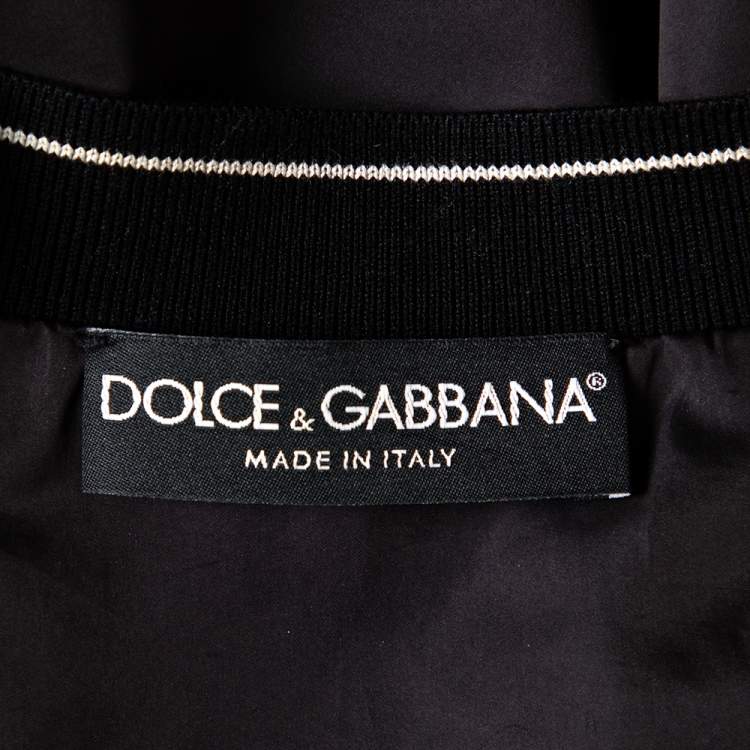 Pre Owned Dolce & Gabbana Black Synthetic Contrast Trim Detail Bomber Jacket XXL
