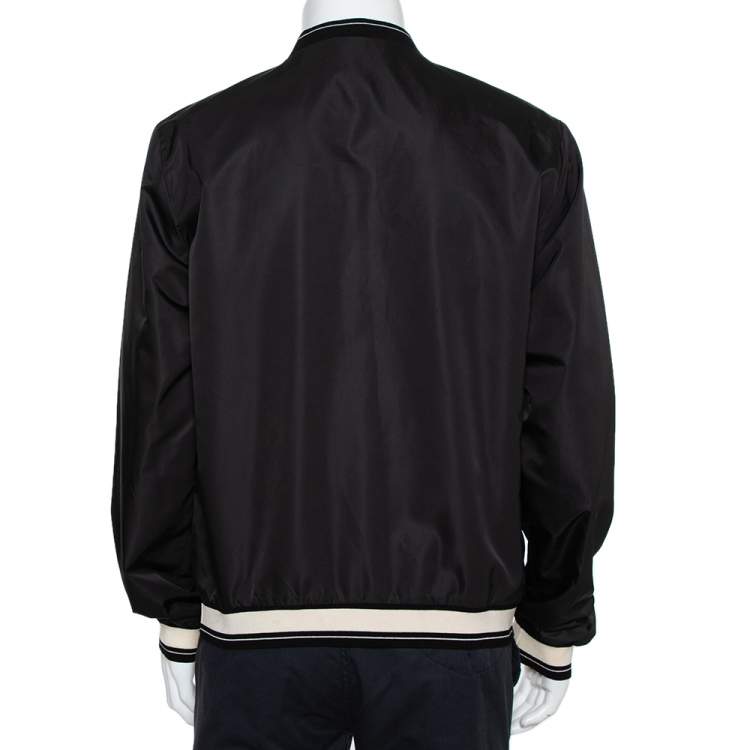 Pre Owned Dolce & Gabbana Black Synthetic Contrast Trim Detail Bomber Jacket XXL