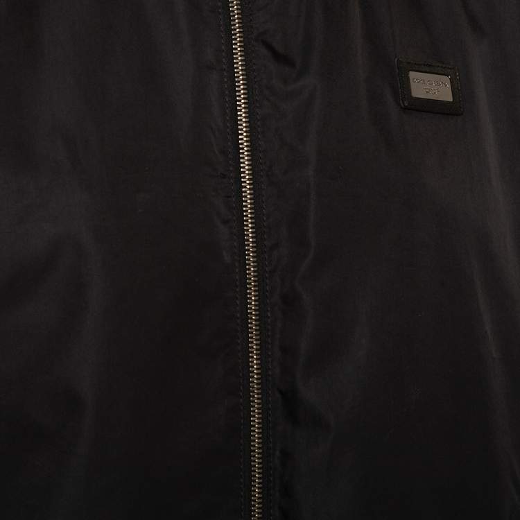 Pre Owned Dolce & Gabbana Black Synthetic Contrast Trim Detail Bomber Jacket XXL