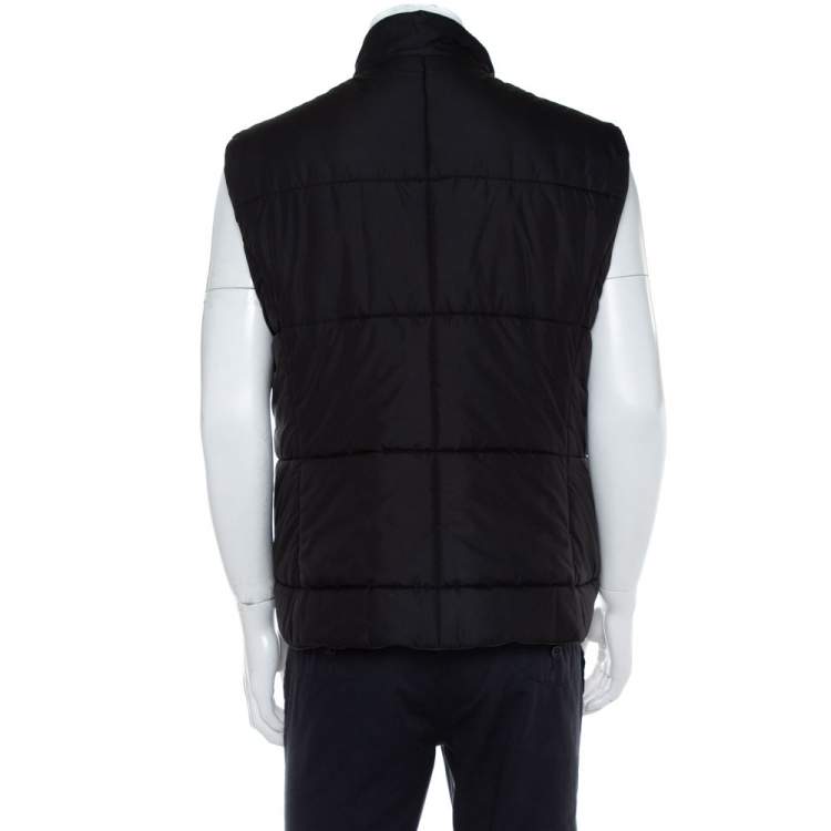 Pre Owned Dolce & Gabbana Black Synthetic Button Front Sleeveless Puffer Vest XXL