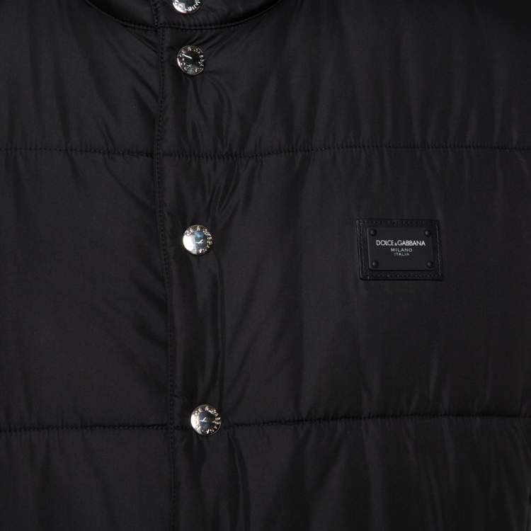 Pre Owned Dolce & Gabbana Black Synthetic Button Front Sleeveless Puffer Vest XXL