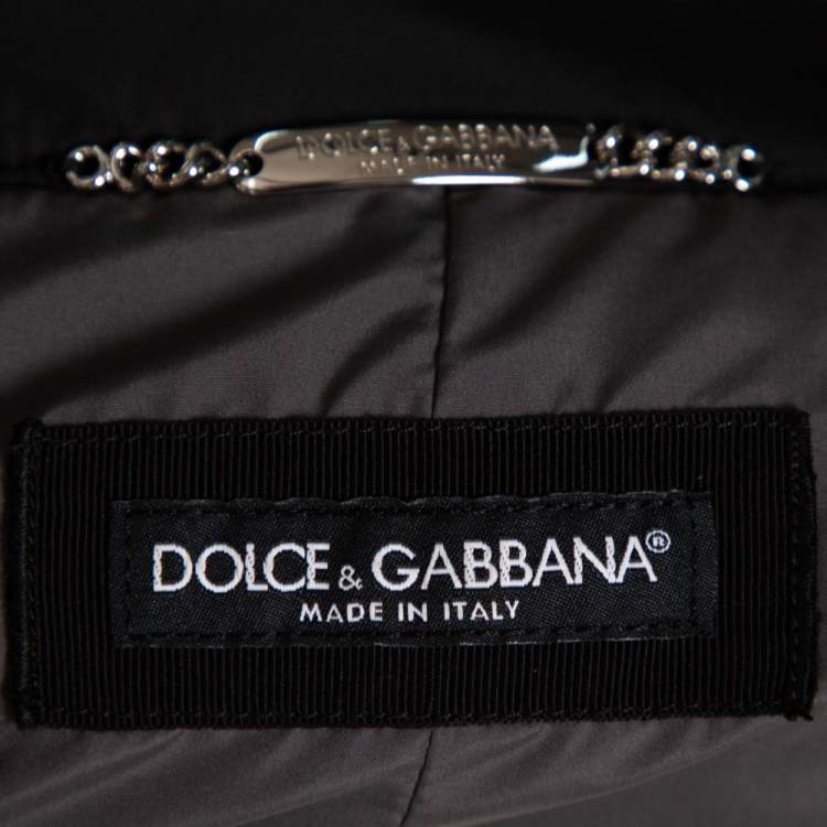 Pre Owned Dolce & Gabbana Black Synthetic Button Front Sleeveless Puffer Vest XXL