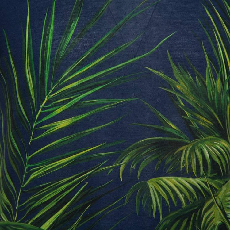 Pre Owned Dolce & Gabbana Navy Blue Jungle Printed Crewneck T-Shirt S