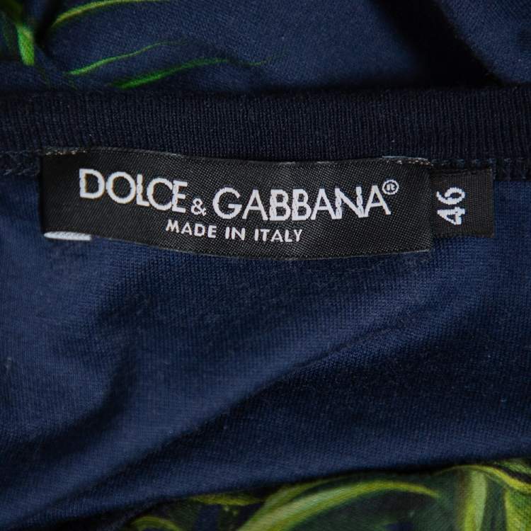 Pre Owned Dolce & Gabbana Navy Blue Jungle Printed Crewneck T-Shirt S