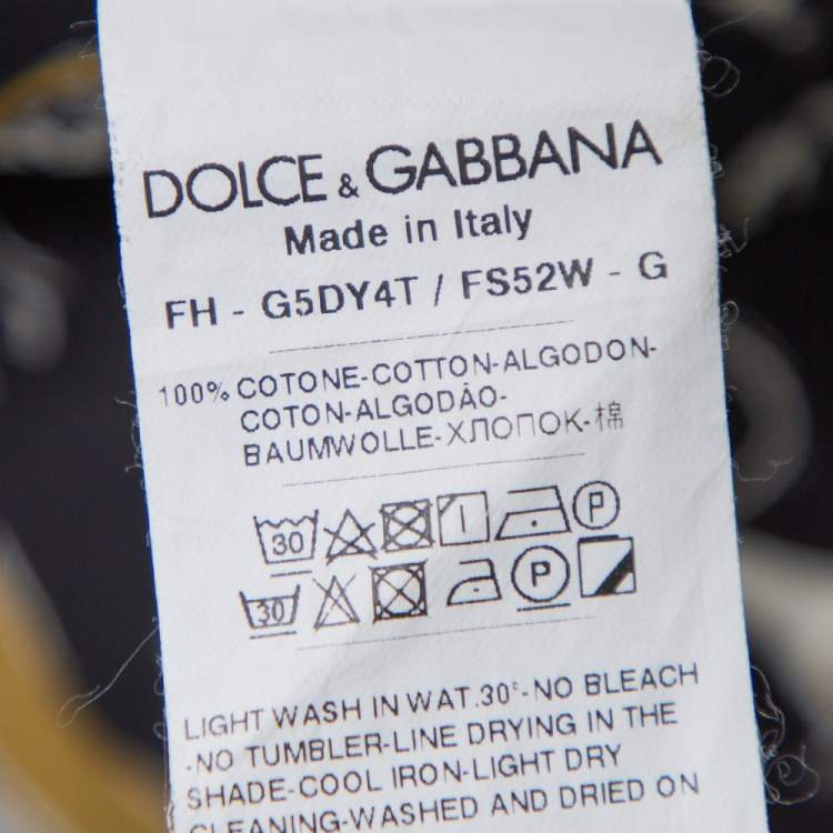 Pre Owned Dolce & Gabbana Gold Black Jazz Club Print Cotton Shirt M