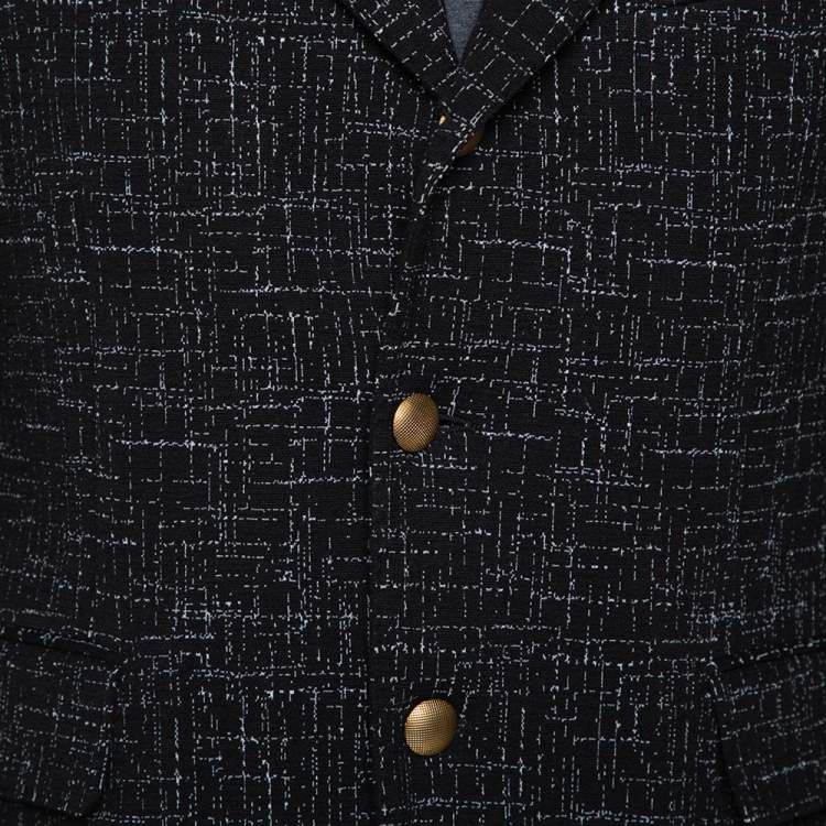 Pre Owned Dolce & Gabbana Black Abstract Printed Wool Button Front Tailored Blazer L