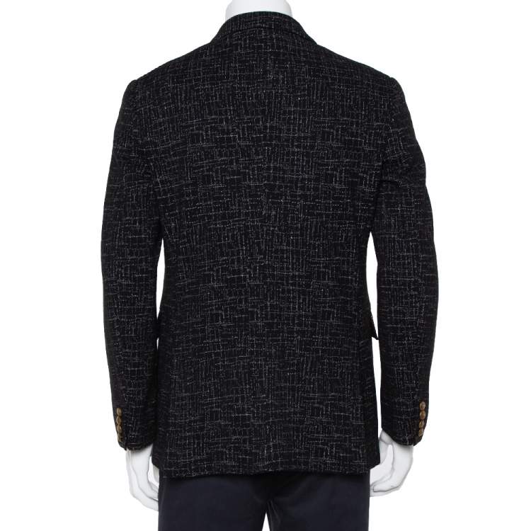 Pre Owned Dolce & Gabbana Black Abstract Printed Wool Button Front Tailored Blazer L