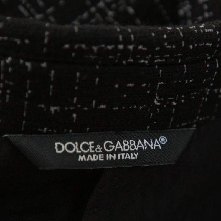 Pre Owned Dolce & Gabbana Black Abstract Printed Wool Button Front Tailored Blazer L