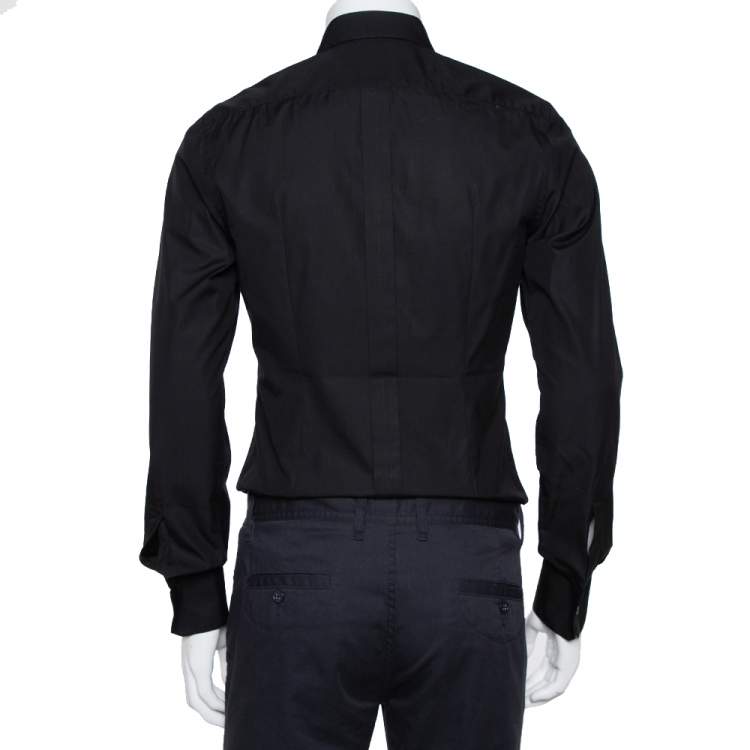 Pre Owned Dolce & Gabbana Black Cotton Sequin Embellished Jazz Gold Shirt M 