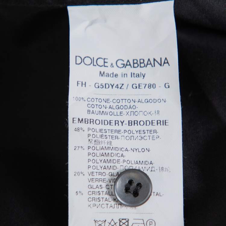 Pre Owned Dolce & Gabbana Black Cotton Sequin Embellished Jazz Gold Shirt M 