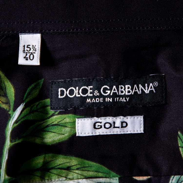 Pre Owned Dolce & Gabbana Midnight Blue Lemon Printed Cotton Button Front Gold Shirt M 