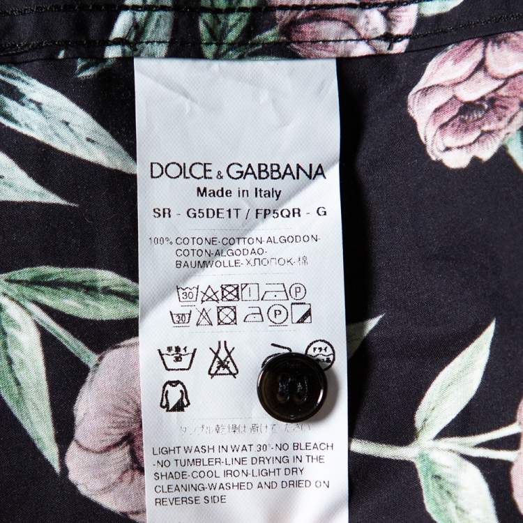 Pre Owned Dolce & Gabbana Midnight Blue Lemon Printed Cotton Button Front Gold Shirt M 