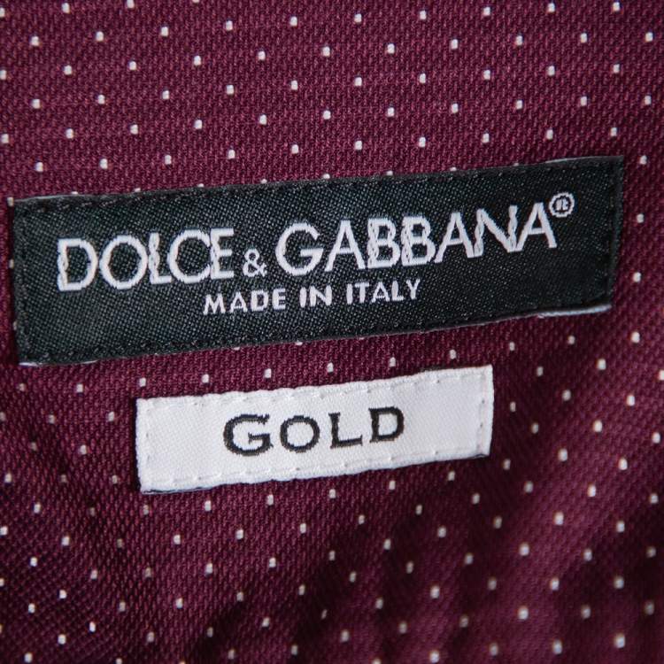 Pre Owned Dolce & Gabbana Wine Red Armour Printed Cotton Button Front Shirt L