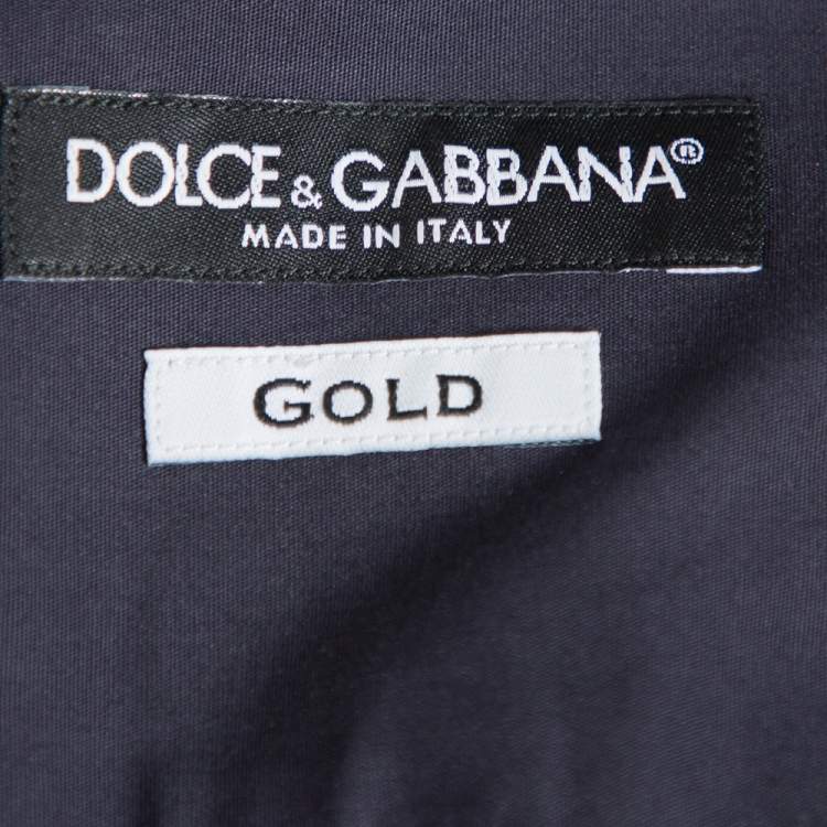 Pre Owned Dolce & Gabbana Black Stretch Cotton Gold Fit Long Sleeve Shirt XL