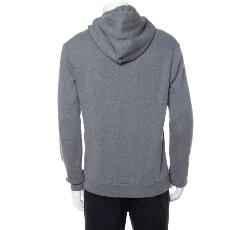 Pre Owned Dolce & Gabbana Grey Cotton Logo Embellished Hooded Sweatshirt S