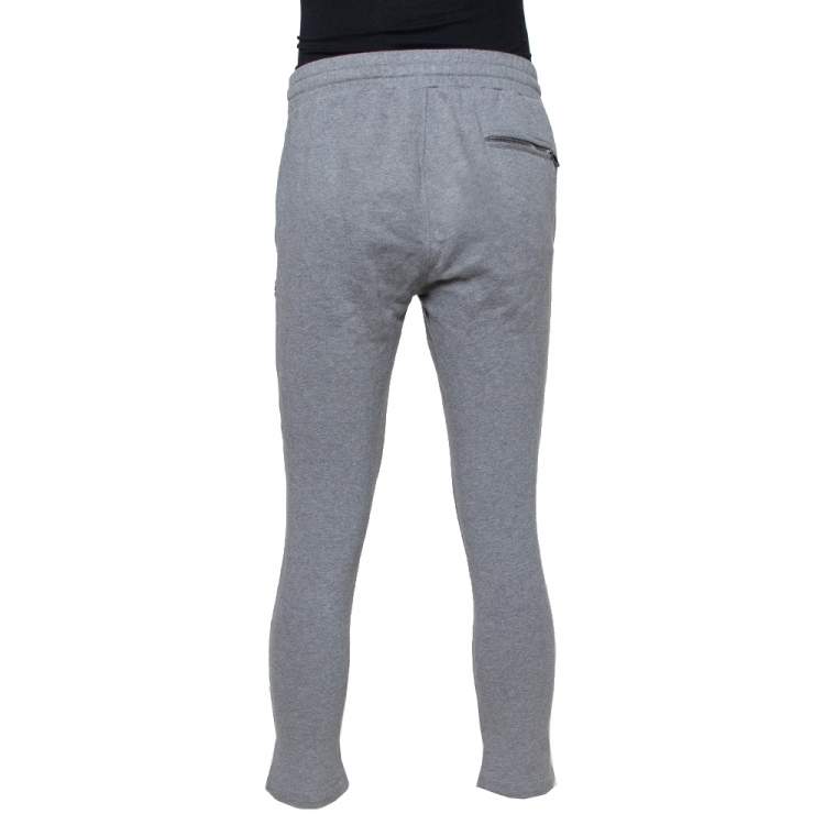 مملوكة مسبقًا Dolce & Gabbana Grey Cotton Logo Embellished Track Pants M