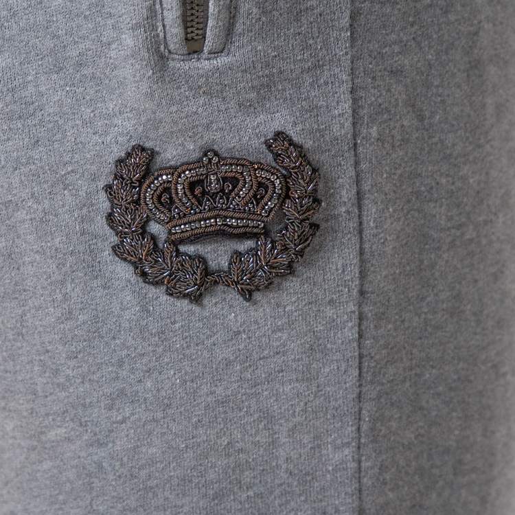 مملوكة مسبقًا Dolce & Gabbana Grey Cotton Logo Embellished Track Pants M
