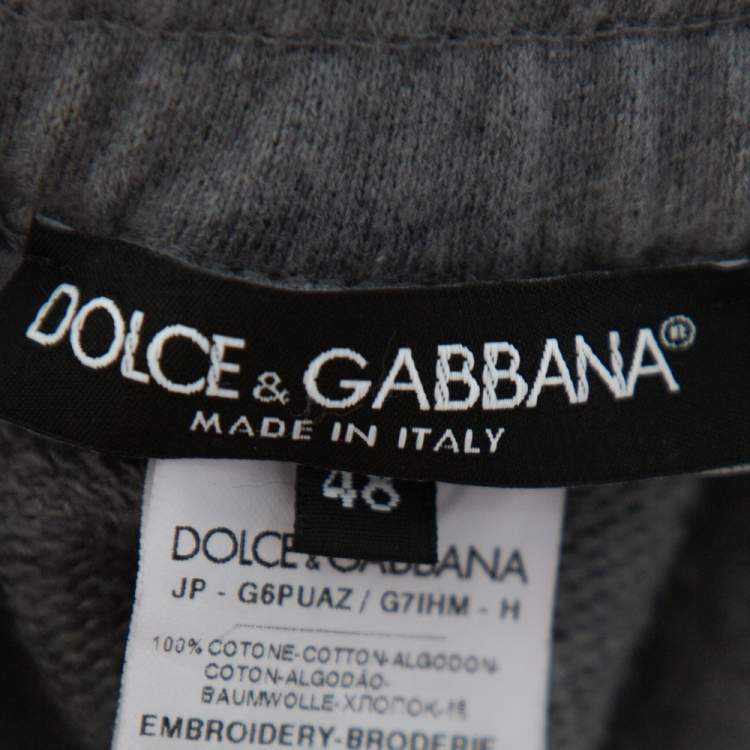 مملوكة مسبقًا Dolce & Gabbana Grey Cotton Logo Embellished Track Pants M