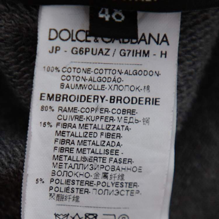 مملوكة مسبقًا Dolce & Gabbana Grey Cotton Logo Embellished Track Pants M