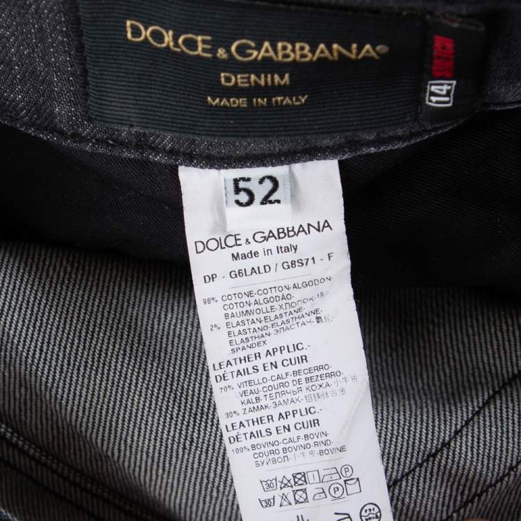 Pre Owned Dolce & Gabbana Black Denim Distressed Straight Leg Jeans XL