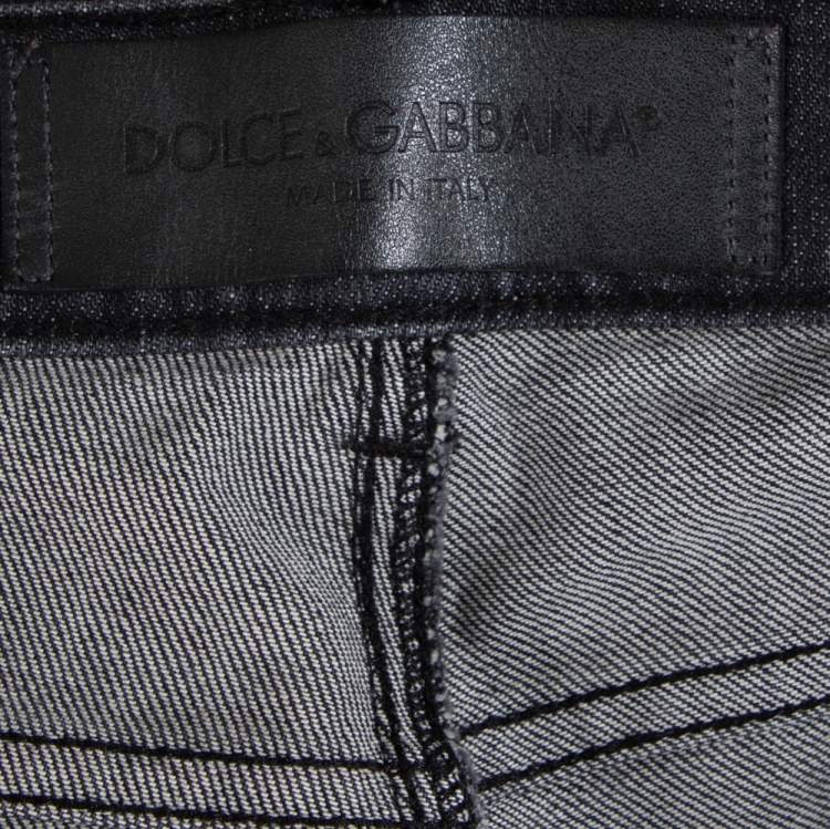 Pre Owned Dolce & Gabbana Black Denim Distressed Straight Leg Jeans XL