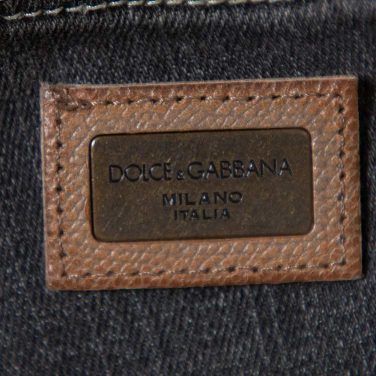 Pre Owned Dolce & Gabbana 14 Dark Grey Denim Faded Effect Jeans L