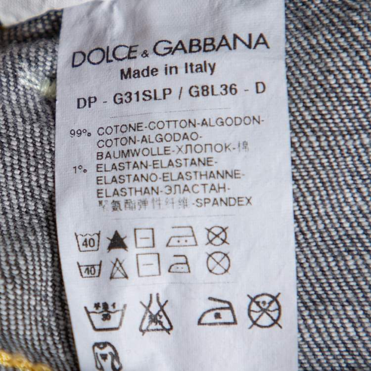 Pre Owned Dolce & Gabbana 14 Dark Grey Denim Faded Effect Jeans L