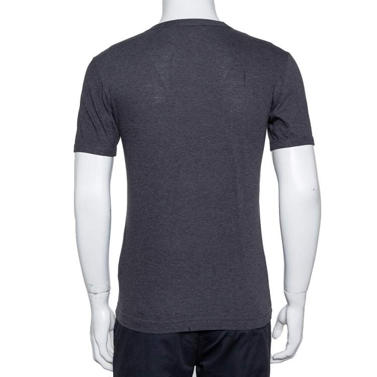 Pre Owned Dolce & Gabbana Grey Cotton Crown & Bee Patch T Shirt XS