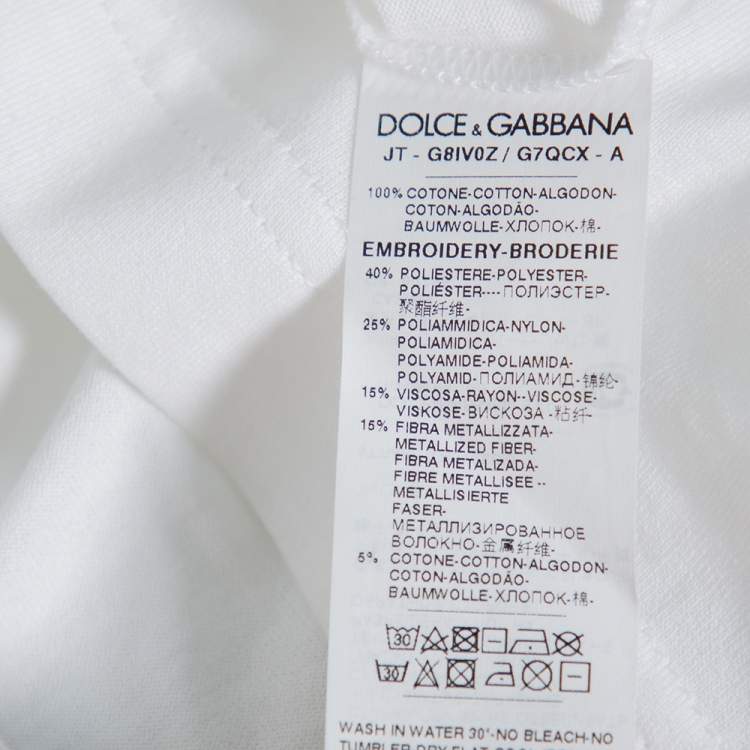 Pre Owned Dolce & Gabbana White Cotton Sacred Heart Applique Crewneck T-Shirt M