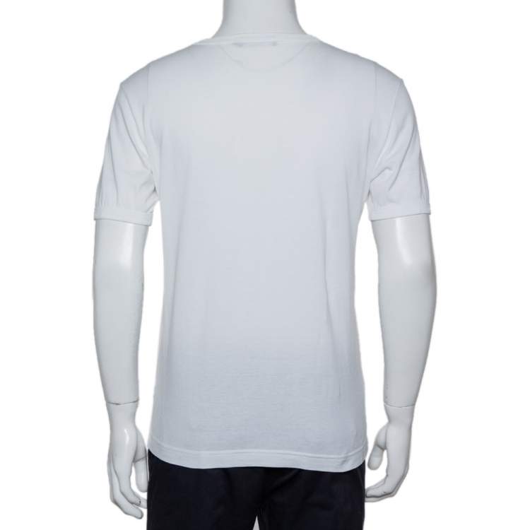 Pre Owned Dolce & Gabbana White Cotton Sacred Heart Applique Crewneck T-Shirt M