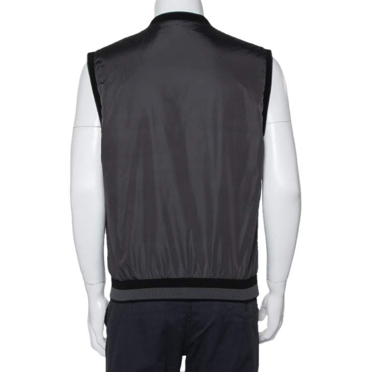 مملوكة مسبقًا Dolce & Gabbana Dark Grey Synthetic Plaque Gilet XL
