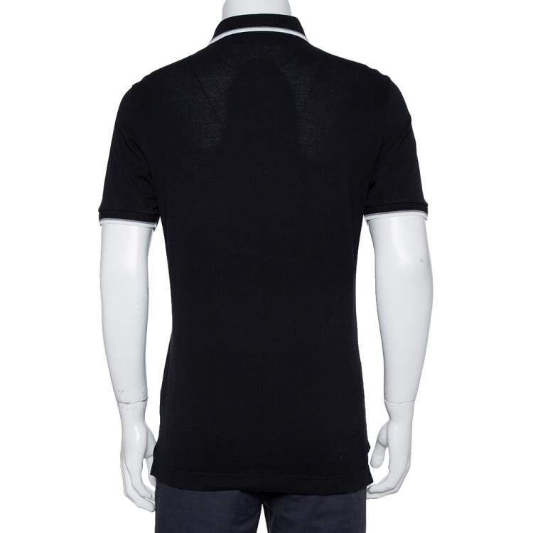 Pre Owned Dolce & Gabbana Black Cotton Pique Polo T-Shirt L
