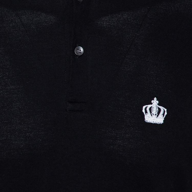 Pre Owned Dolce & Gabbana Black Cotton Pique Polo T-Shirt L