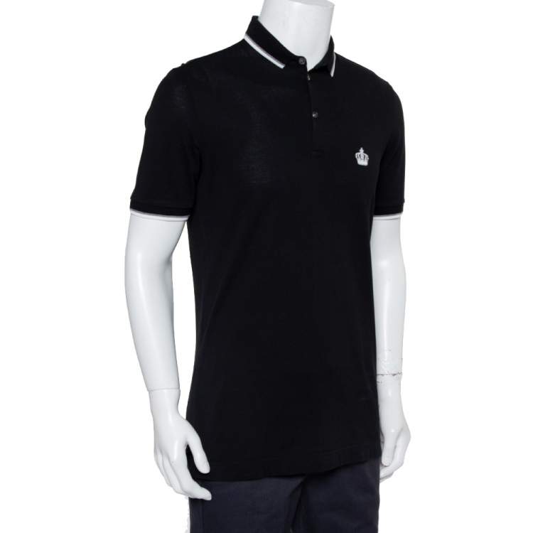 Pre Owned Dolce & Gabbana Black Cotton Pique Polo T-Shirt L