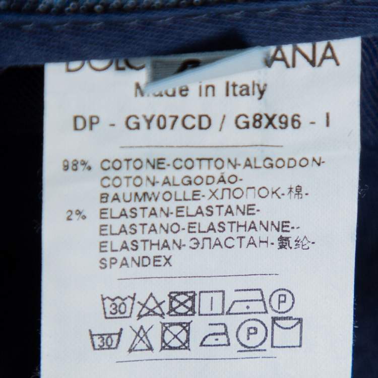 Pre Owned Dolce & Gabbana Navy Blue Faded Denim Distressed Comfort Jeans S