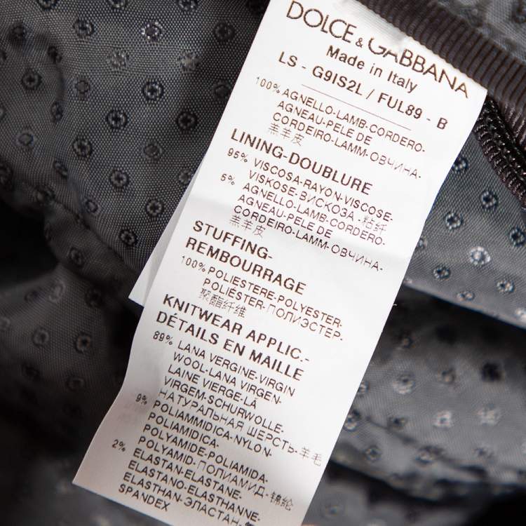 Pre Owned Dolce & Gabbana Burgundy Leather Nappa Bomber Jacket L