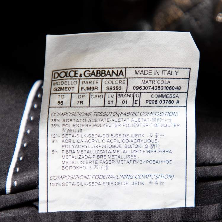 Pre Owned Dolce & Gabbana Metallic Lurex Jacquard Double Breasted Sicilia Blazer 3XL